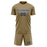 Custom Light Khaki Blue Soccer Set