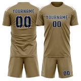 Custom Light Khaki Blue Soccer Set