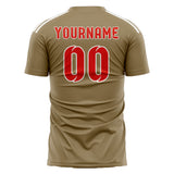 Custom Light Khaki Orange Red Soccer Jersey