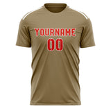 Custom Light Khaki Orange Red Soccer Jersey