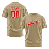 Custom Light Khaki Orange Red T-Shirt
