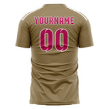 Custom Light Khaki Pink Soccer Jersey