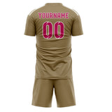 Custom Light Khaki Pink Soccer Set