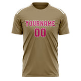 Custom Light Khaki Pink Soccer Jersey