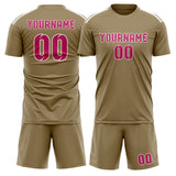 Custom Light Khaki Pink Soccer Set