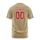 Custom Light Khaki Red T-Shirt