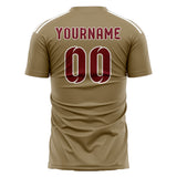 Custom Light Khaki Crimson Red Soccer Jersey