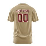 Custom Light Khaki Crimson Red T-Shirt