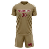 Custom Light Khaki Crimson Red Soccer Set