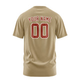 Custom Light Khaki Coral Red T-Shirt