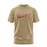 Custom Light Khaki Coral Red T-Shirt