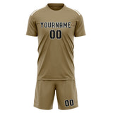Custom Light Khaki Black Soccer Set