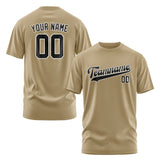 Custom Light Khaki Black T-Shirt