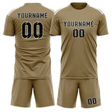 Custom Light Khaki Black Soccer Set