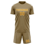 Custom Light Khaki Yellow Soccer Set