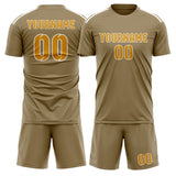 Custom Light Khaki Yellow Soccer Set