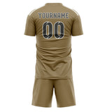 Custom Light Khaki Dark Grey Soccer Set