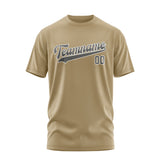 Custom Light Khaki Dark Grey T-Shirt