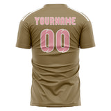 Custom Light Khaki Light Pink Soccer Jersey