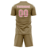 Custom Light Khaki Light Pink Soccer Set