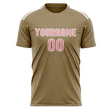 Custom Light Khaki Light Pink Soccer Jersey