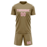 Custom Light Khaki Light Pink Soccer Set