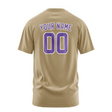 Custom Light Khaki Light Purple T-Shirt