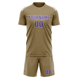 Custom Light Khaki Light Purple Soccer Set