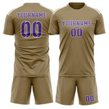 Custom Light Khaki Light Purple Soccer Set