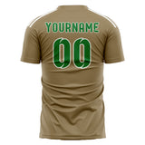 Custom Light Khaki Emerald Green Soccer Jersey