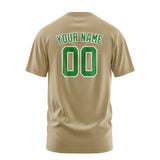 Custom Light Khaki Emerald Green T-Shirt