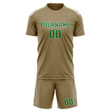 Custom Light Khaki Emerald Green Soccer Set