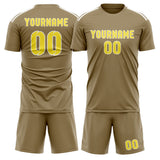 Custom Light Khaki Light Yellow Soccer Set