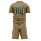 Custom Light Khaki Blue Green Soccer Set