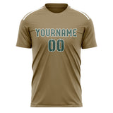 Custom Light Khaki Blue Green Soccer Jersey