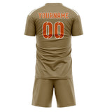 Custom Light Khaki Orange Soccer Set