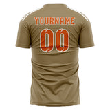 Custom Light Khaki Orange Soccer Jersey