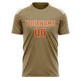 Custom Light Khaki Orange Soccer Jersey