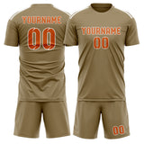Custom Light Khaki Orange Soccer Set
