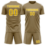 Custom Light Khaki Gold Soccer Set