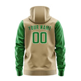 Custom Light Khaki Emerald Green Hoodie 2525242425B31824