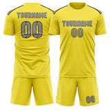 Custom Light Yellow Gray Soccer Set
