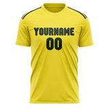 Custom Light Yellow Dark Green Soccer Jersey