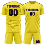 Custom Light Yellow Purple Soccer Set