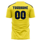 Custom Light Yellow Blue Soccer Jersey