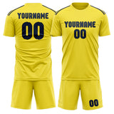 Custom Light Yellow Blue Soccer Set