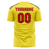 Custom Light Yellow Orange Red Soccer Jersey