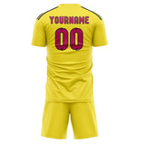 Custom Light Yellow Pink Soccer Set