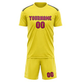 Custom Light Yellow Pink Soccer Set