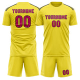 Custom Light Yellow Pink Soccer Set